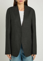 Maison Margiela Collarless Wool Blazer Dark Grey