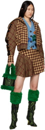 SHUTING QIU Brown Patchwork Miniskirt