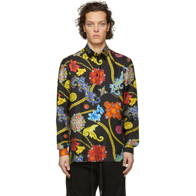 Photo: Versace Multicolor Floral Silk Shirt