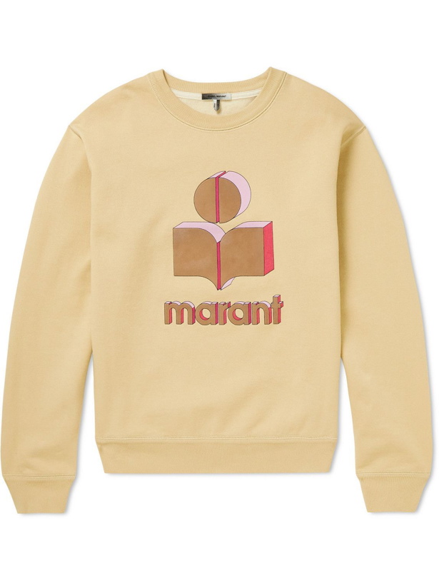 Photo: Isabel Marant - Miko Logo-Flocked Printed Cotton-Blend Jersey Sweatshirt - Yellow