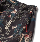 DESMOND & DEMPSEY - Rie Takeda Samurai Printed Cotton Pyjama Shorts - Black