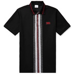 Burberry - Slim-Fit Logo-Print Striped Cotton-Piqué Polo Shirt - Black