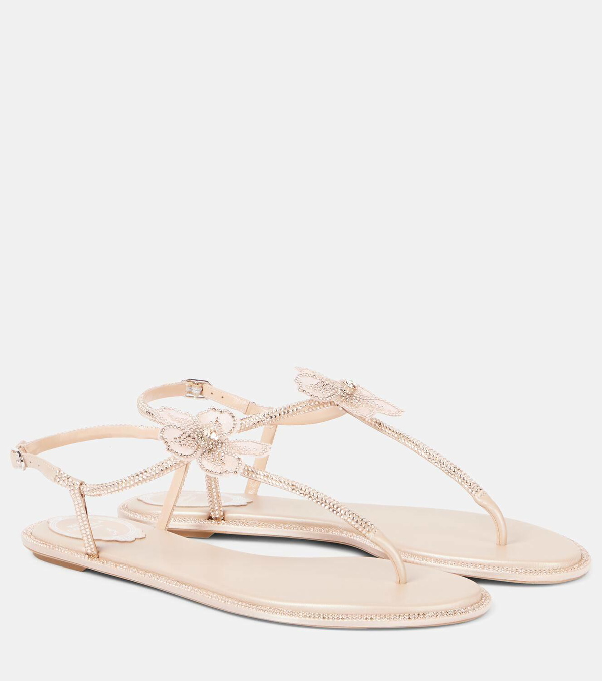 Rene Caovilla Embellished satin thong sandals