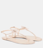 Rene Caovilla Embellished satin thong sandals