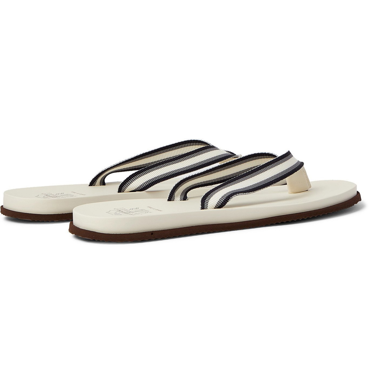 White canvas shop flip flops