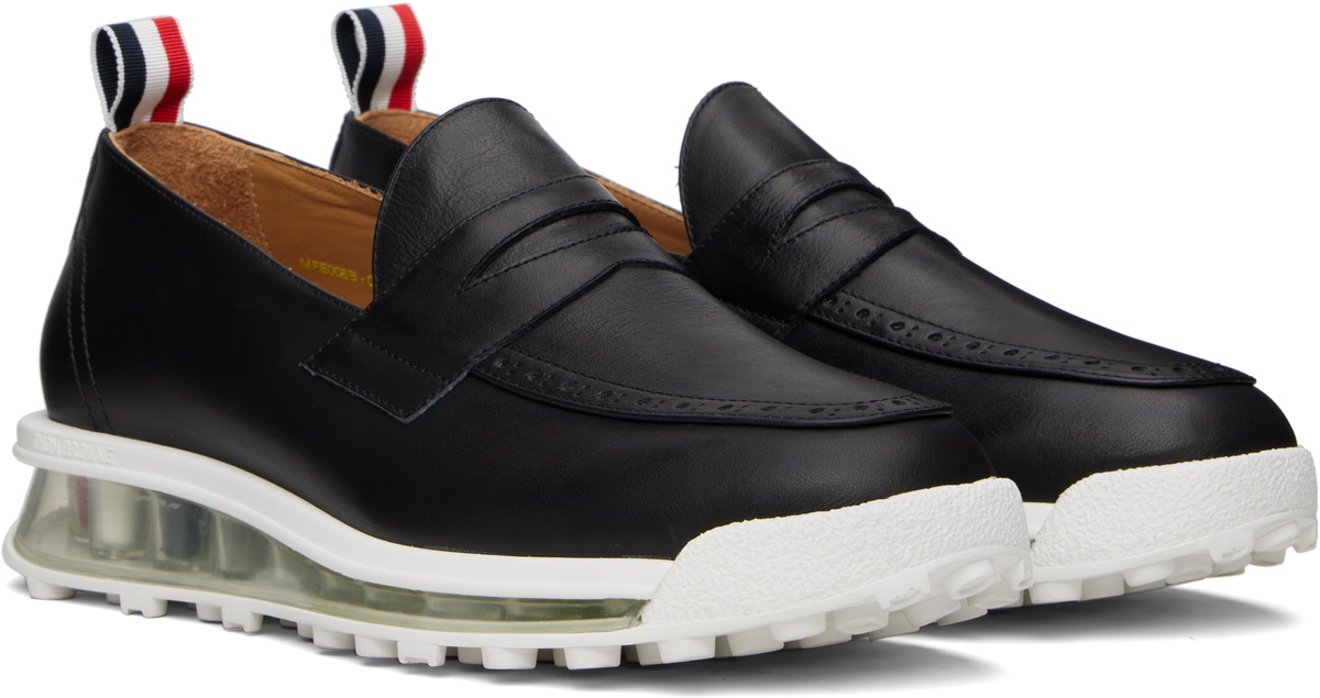 Thom Browne Black Clear Tech Runner Sole Penny Loafers