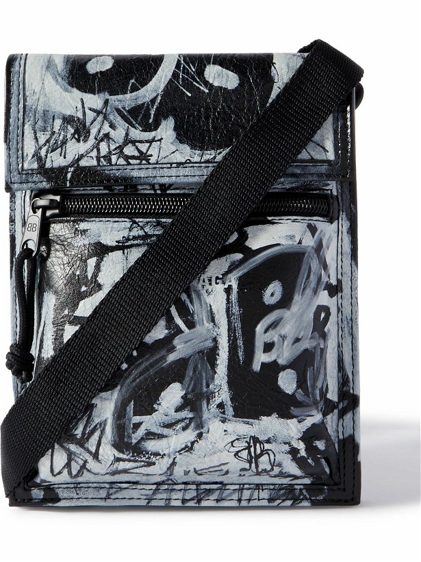 Photo: Balenciaga - Explorer Graffiti-Print Textured-Leather Messenger Bag