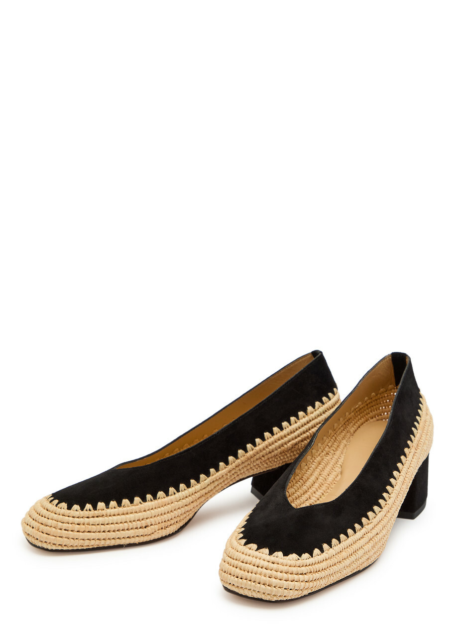 Gabriela Hearst Strength 40 Raffia and Suede Pumps