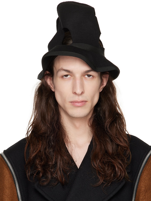 Photo: Comme des Garçons Homme Plus Black Cutout Structured Hat