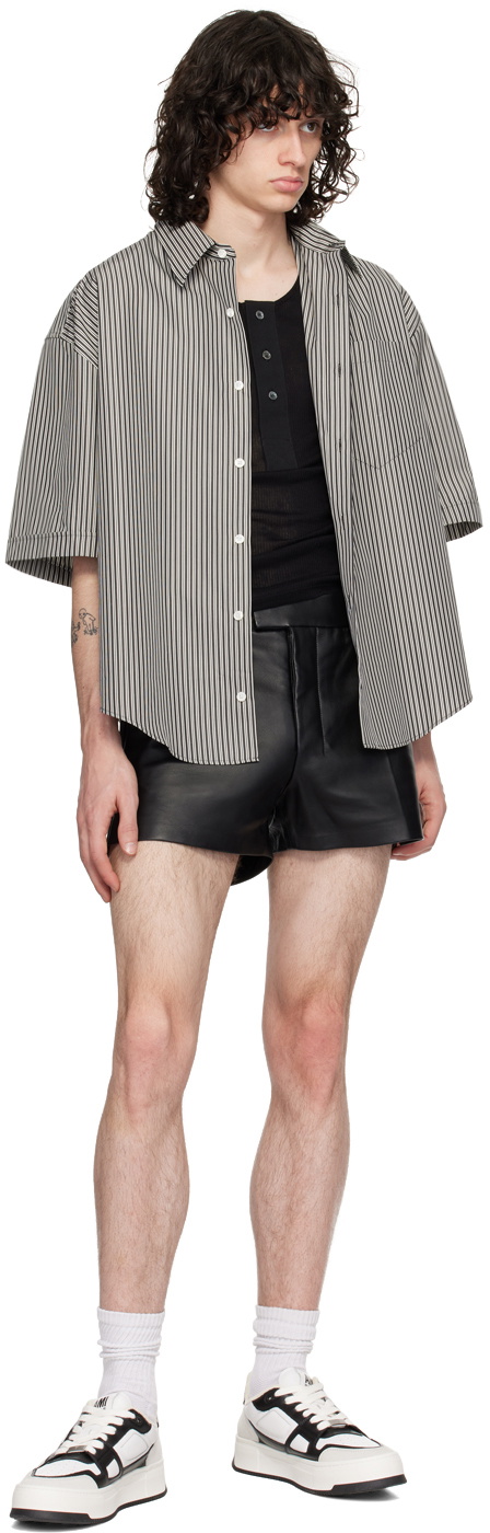 AMI Paris Black Four-Pocket Leather Shorts AMI