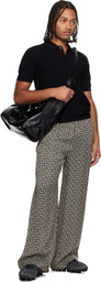 Balmain Black Track Zip Shiny Calfskin Tote