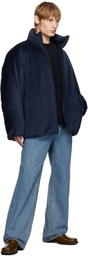 WOOYOUNGMI Navy Velour High Neck Goose Down Jacket