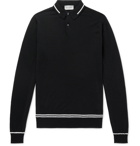 John Smedley - Treeby Contrast-Tipped Wool Polo Shirt - Black