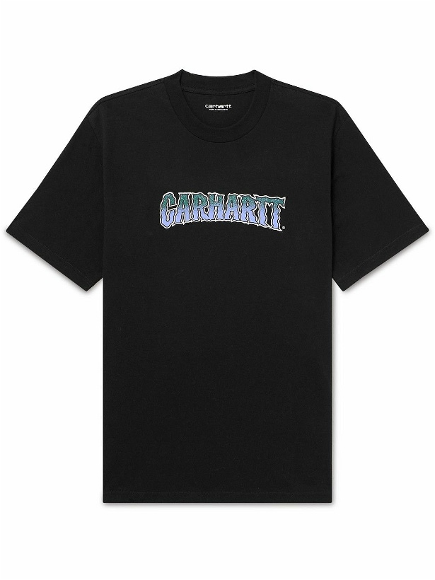Photo: Carhartt WIP - Slow Script Logo-Print Cotton-Jersey T-Shirt - Black