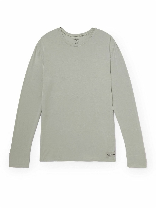 Photo: Calvin Klein Underwear - Logo-Appliquéd Stretch-Modal and Cashmere-Blend Pyjama Top - Gray