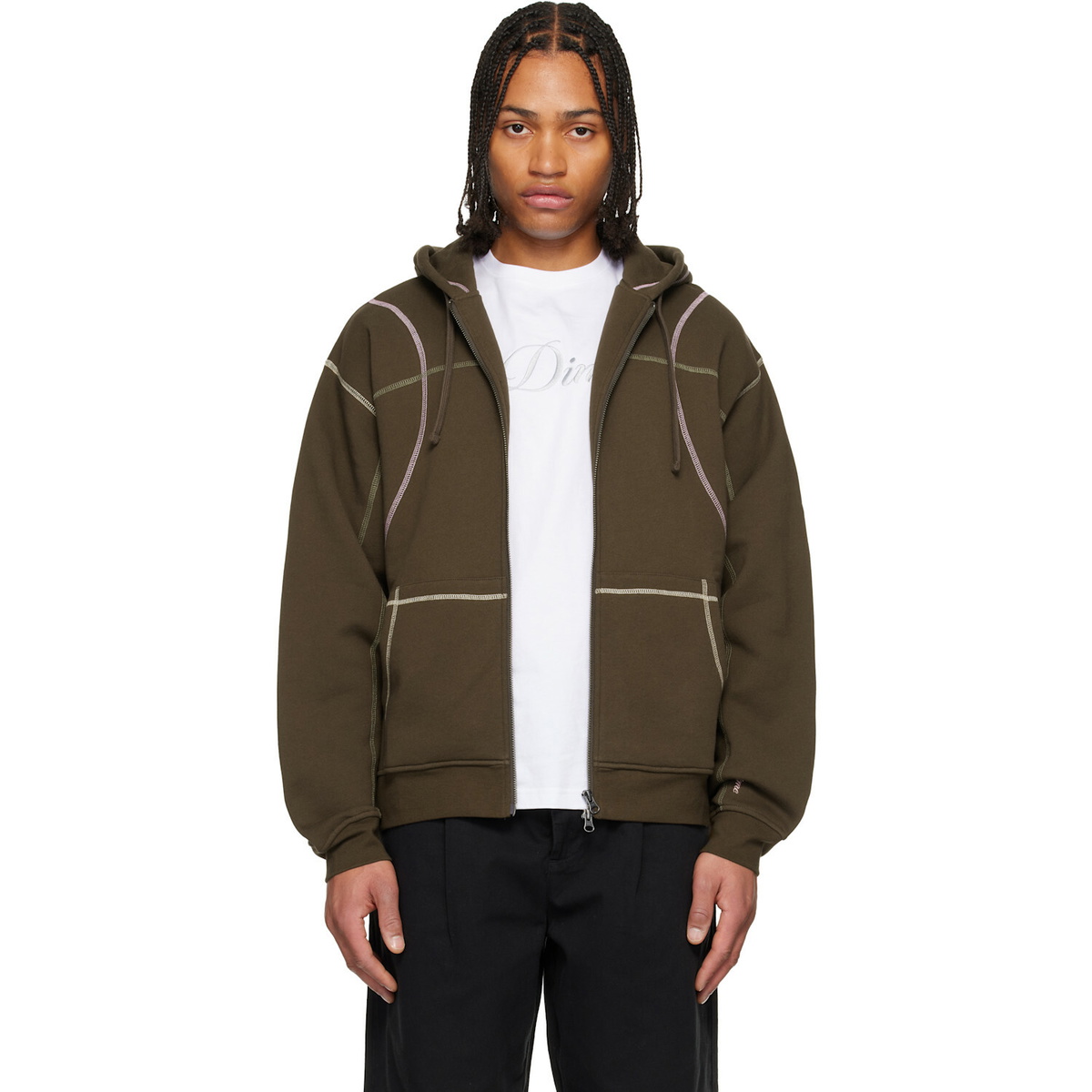 Dime Brown Court Zip Hoodie