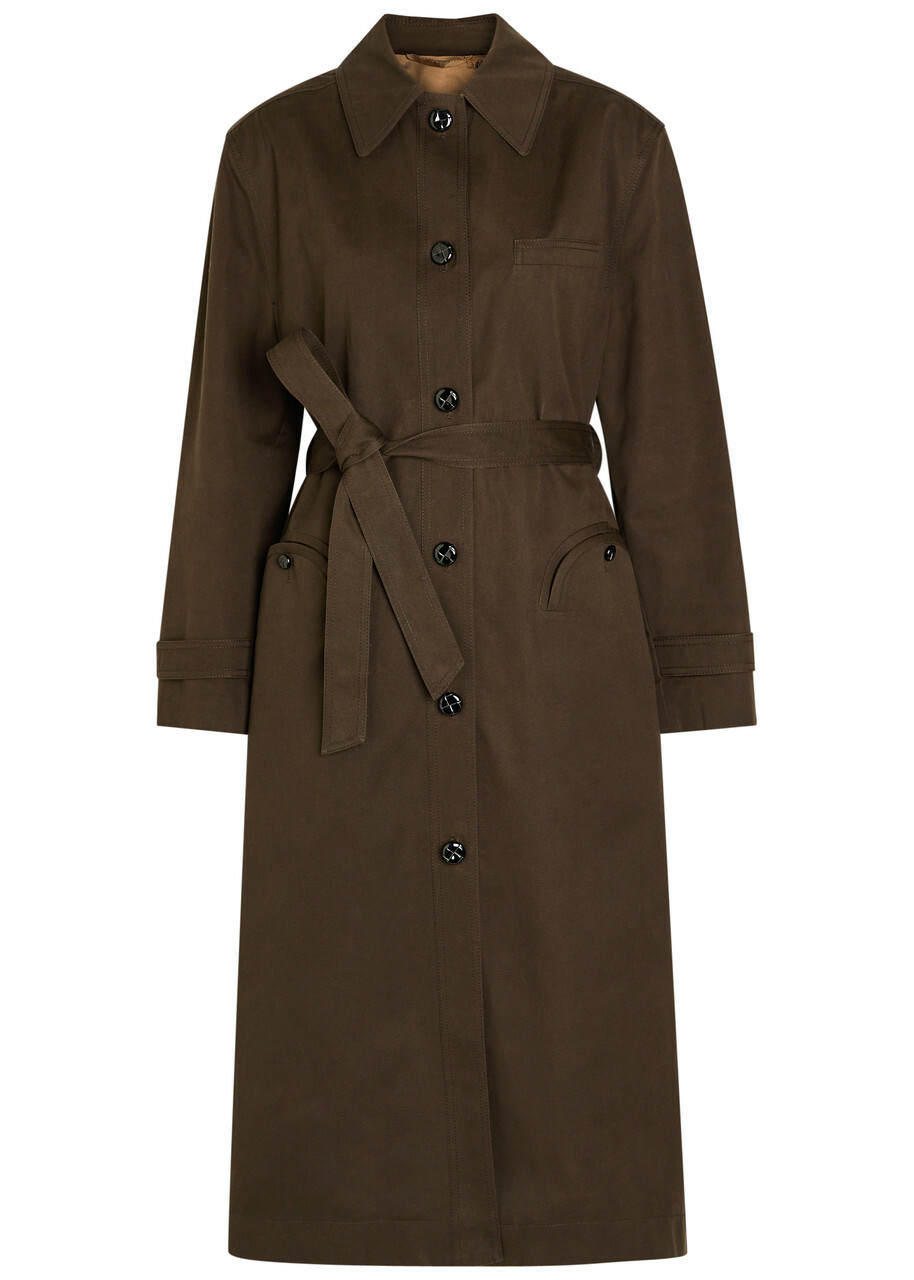 Blaze Milano Basoto Belted Cotton Trench Coat Dark Brown