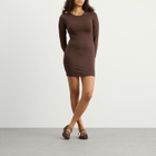 SKIMS Women's Smooth Layers Crewneck Tunic Mini Dress in Espresso