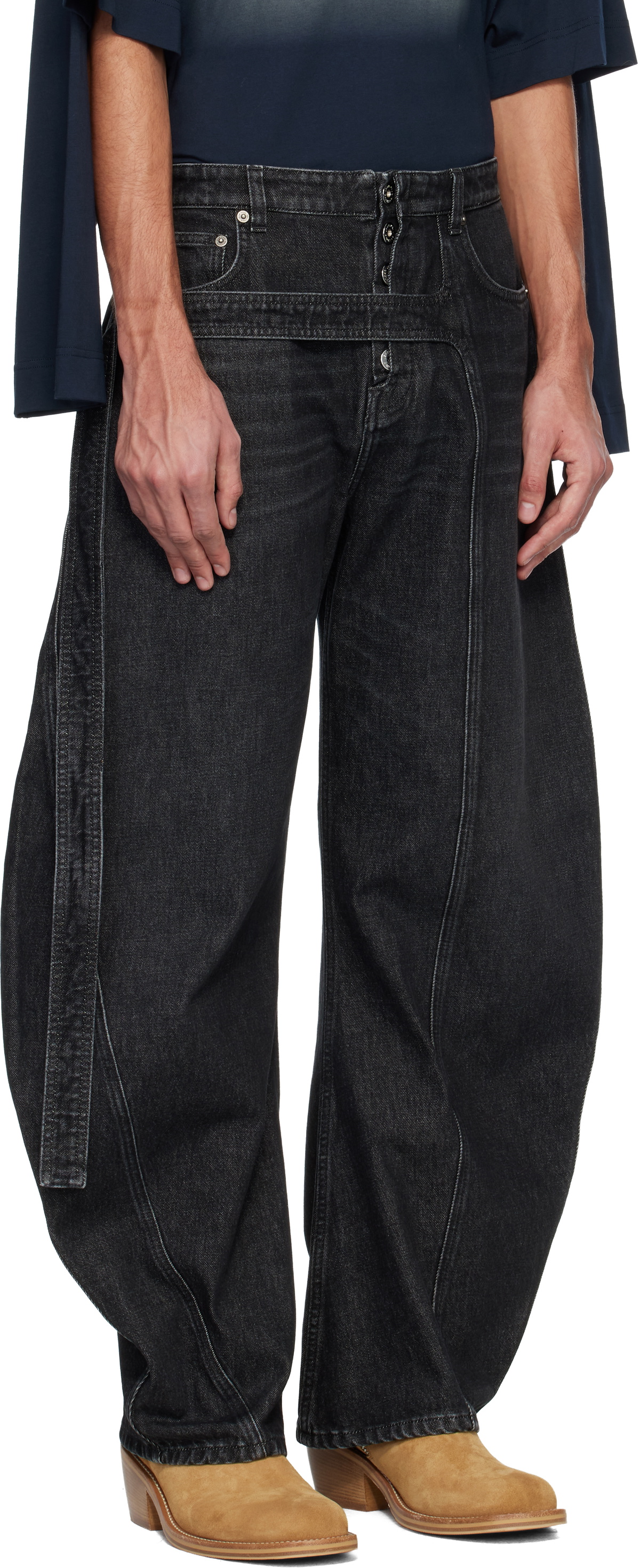 Jean Paul Gaultier Black 'The Denim Strap' Jeans