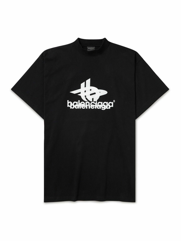 Photo: Balenciaga - Oversized Logo-Print Cotton-Jersey T-Shirt - Black