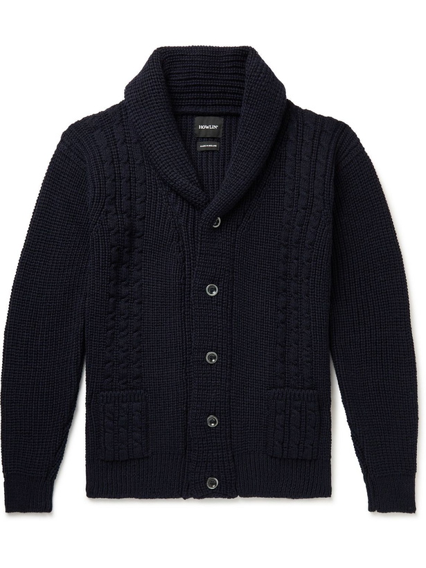 Photo: Howlin' - Cable-Knit Wool Cardigan - Blue