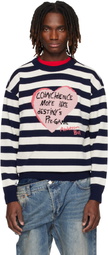 Andersson Bell Navy & White Heart Message Crew-Neck Sweater