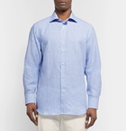 Canali - Blue Slim-Fit Pinstriped Linen Shirt - Blue