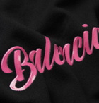 Balenciaga - Logo-Print Fleece-Back Cotton-Jersey Hoodie - Black
