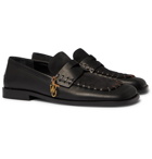 JW Anderson - Whipstitched Suede and Leather Penny Loafers - Black