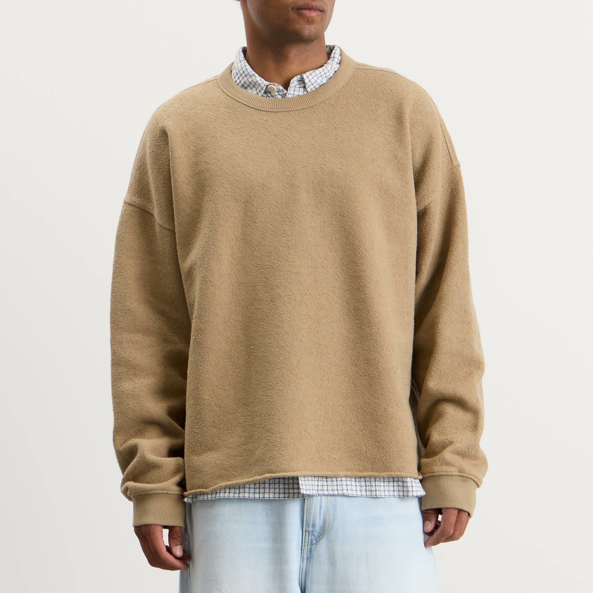 YMC Men's Textured Studio Sweatshirt in Taupe