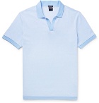 Hugo Boss - Slim-Fit Textured-Knit Cotton Polo Shirt - Blue