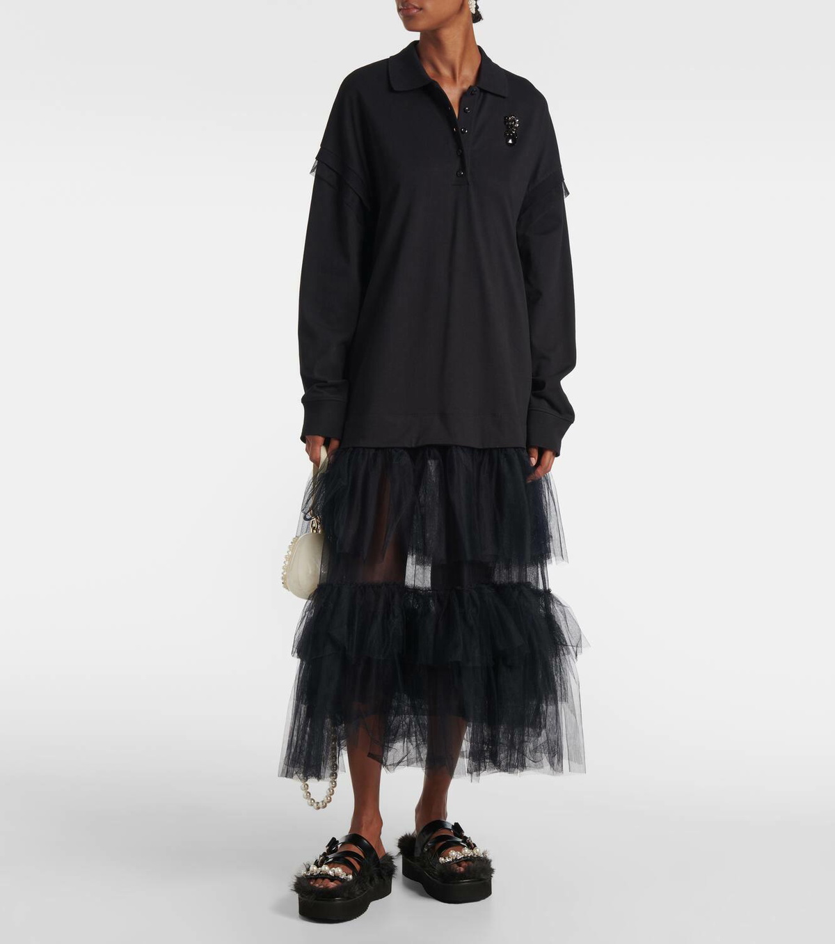 Simone Rocha Faux fur-trimmed leather platform sandals