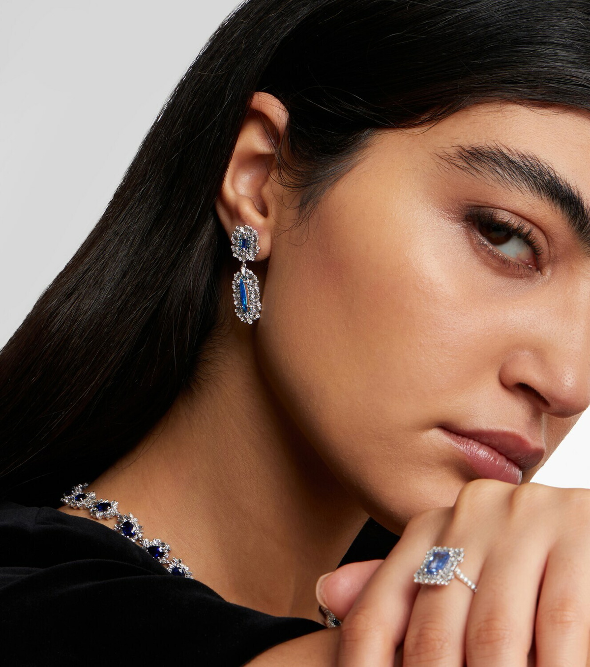 Suzanne Kalan 18kt white gold earrings with gemstones