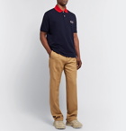 Gucci - Logo-Embroidered Stretch-Cotton Piqué Polo Shirt - Navy