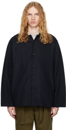 DOCUMENT Navy Heavy Wool Jersey Oversized Shirt