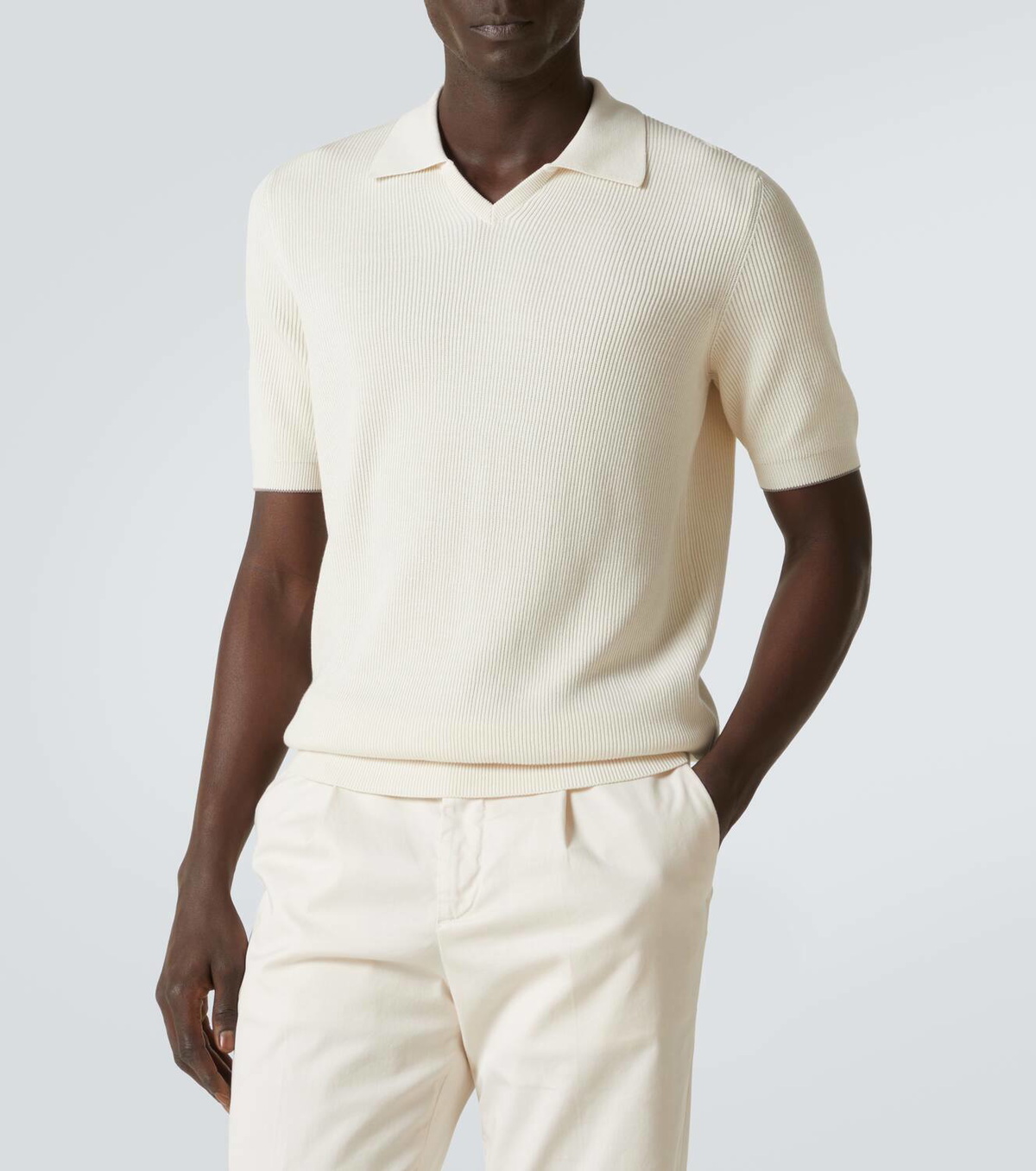 Brunello Cucinelli Ribbed-knit cotton polo sweater
