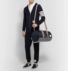 Thom Browne - Full-Grain Leather and Webbing-Trimmed Twill Duffle Bag - Midnight blue