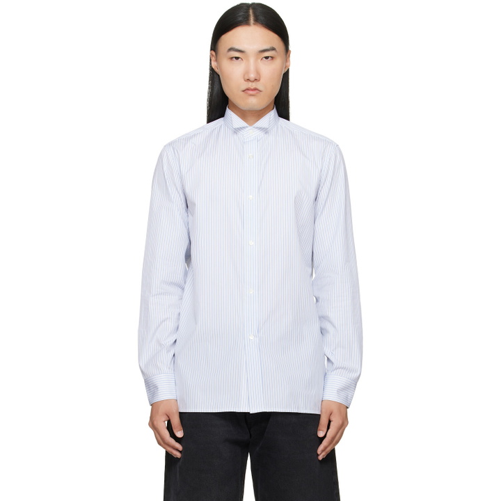 Photo: Maison Margiela White & Blue Striped Cotton Shirt