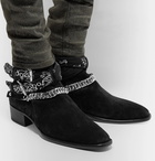 AMIRI - Bandana and Chain-Detailed Suede Jodhpur Boots - Men - Black