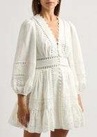 Zimmermann Pop Embroidered Linen Mini Dress Ivory