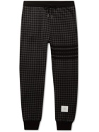 Thom Browne - Logo-Appliquéd Striped Houndstooth Cotton-Jersey Sweatpants - Black