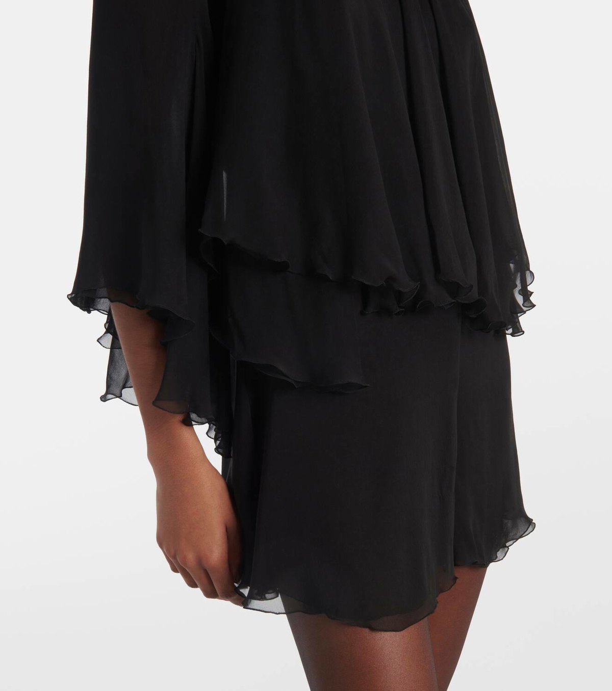 Saint Laurent Ruffled silk crêpe muslin playsuit