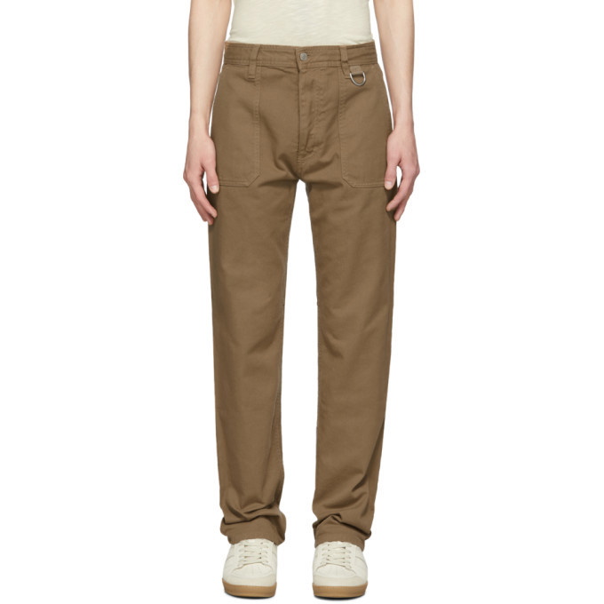 Photo: AMI Alexandre Mattiussi Taupe Patch Pockets Straight-Fit Trousers