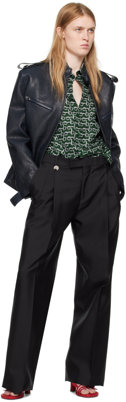 Burberry Navy Zip Leather Jacket