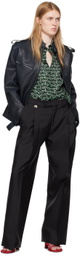 Burberry Navy Zip Leather Jacket