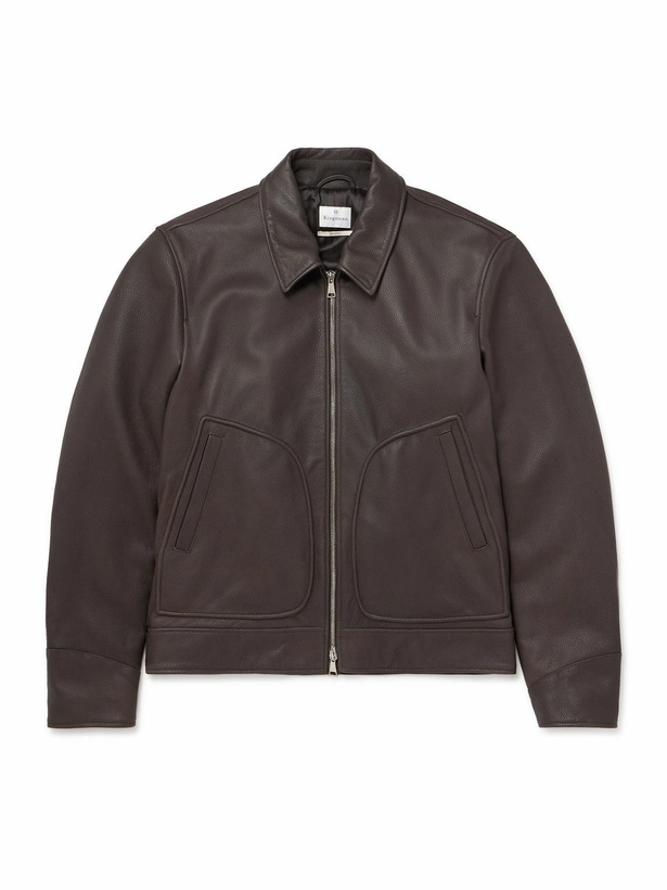 Photo: Kingsman - Padded Full-Grain Leather Jacket - Brown