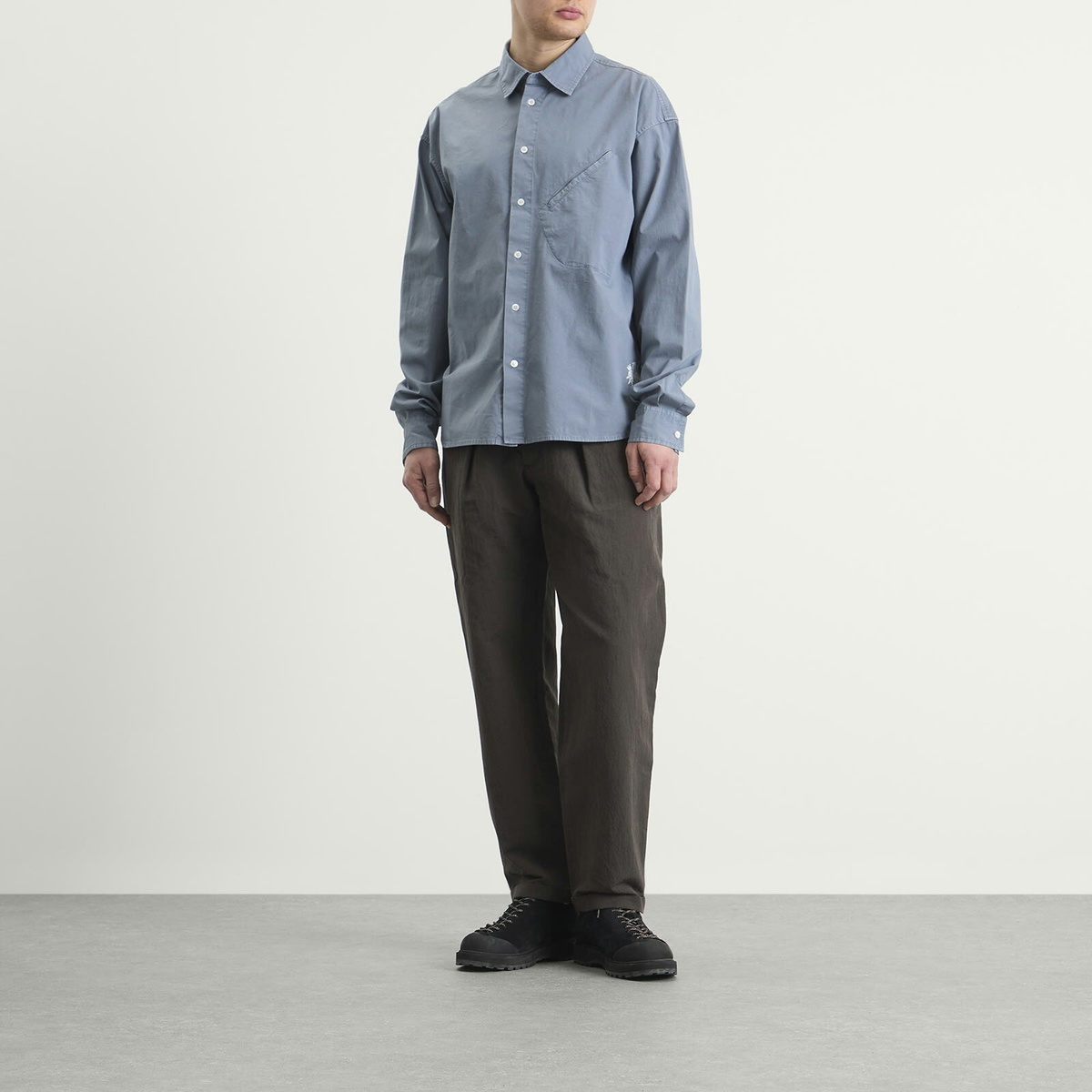Ranra Men's Field Cotton Long Sleeve Shirt in Folkstone Grey