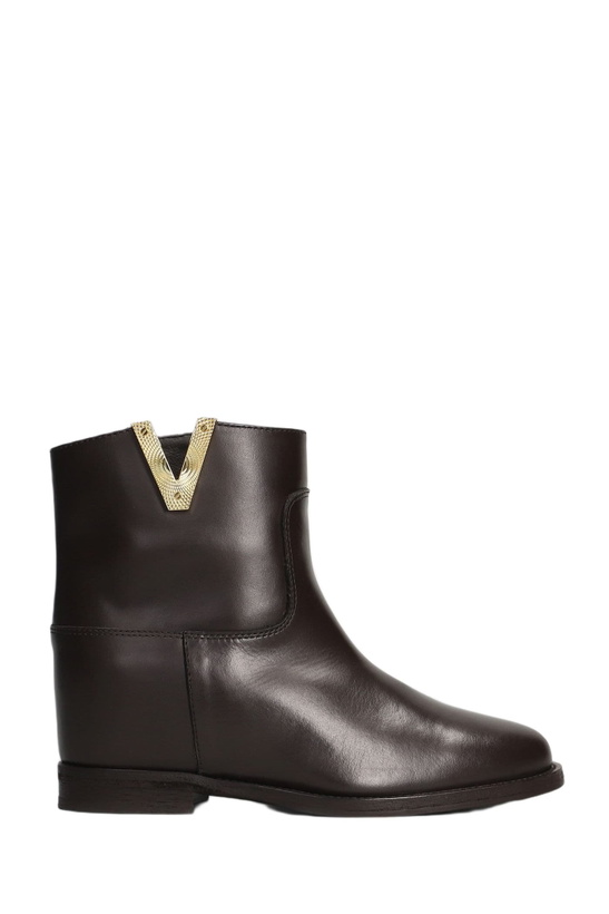 Photo: Via Roma 15 Ankle Boots Inside Wedge In Dark Brown Leather