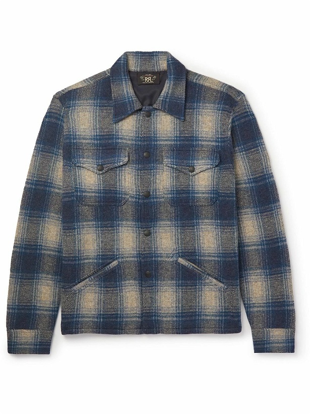 Photo: RRL - Checked Wool and Cashmere-Blend Overshirt - Blue