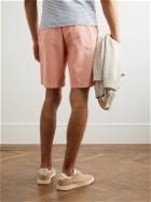 Altea - Fatigue Straight-Leg Cotton, Linen and Lyocell-Blend Drawstring Shorts - Orange